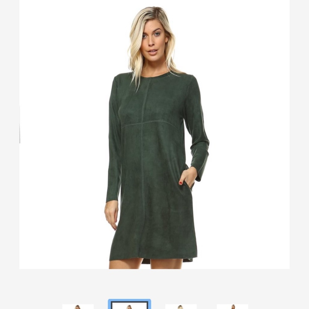 JOH Apparel Faux Suede Hunter Green Dress